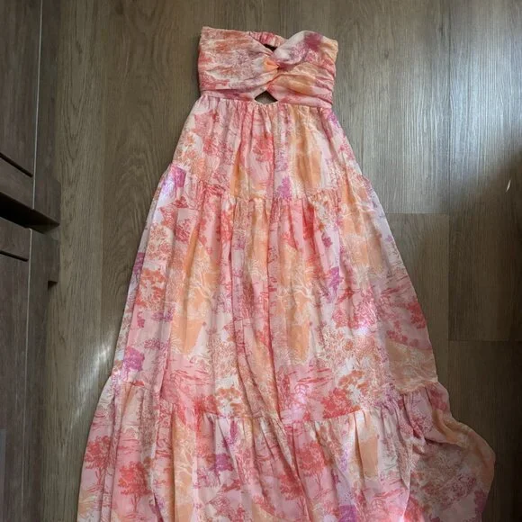 Grey Bandit Pink Horizon Strapless Maxi Dress size S, NWT - Picture 2 of 5